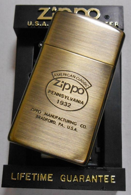 画像: ☆１９９６年１０月（J）スリム！渋い・・真鍮古美 AMRICAN CLASSIC SLIM ZIPPO！新品