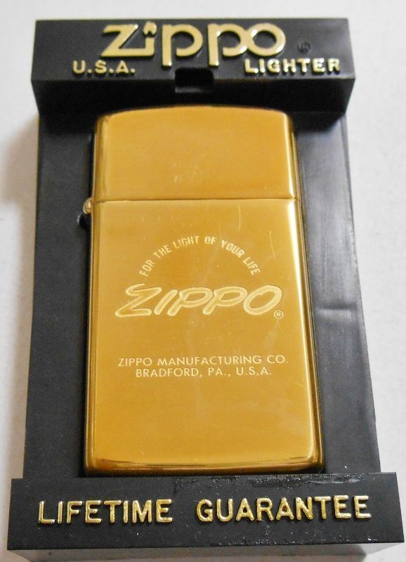 画像1: ☆１９９６年４月（D）スリム！真鍮ケース お洒落なデザイン SLIM ZIPPO！新品