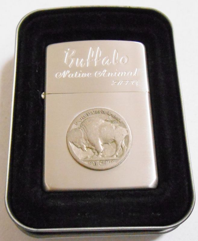 画像1: ☆１９９６年６月（F）Buffalo Native Animal USAコイン 銀加工 ZIPPO！新品
