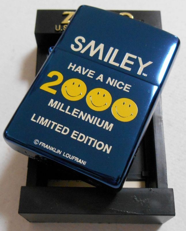 画像: ☆スマイリー ＳＭＩＬＥＹ HAVE A NICE ２０００ MILLENNIUM ブルーチタン ZIPPO！新品