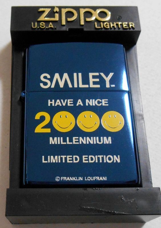 画像: ☆スマイリー ＳＭＩＬＥＹ HAVE A NICE ２０００ MILLENNIUM ブルーチタン ZIPPO！新品