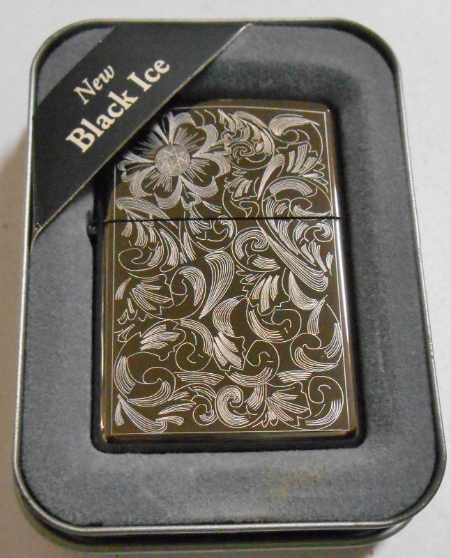 画像1: ★伝統の・・フローラル・デザイン！ブラックアイス ２００４年 ZIPPO！新品 