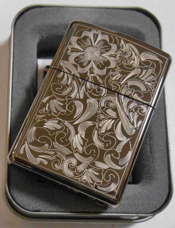 画像: ★伝統の・・フローラル・デザイン！ブラックアイス ２００４年 ZIPPO！新品 