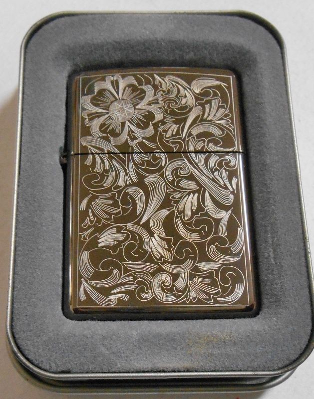 画像: ★伝統の・・フローラル・デザイン！ブラックアイス ２００４年 ZIPPO！新品 