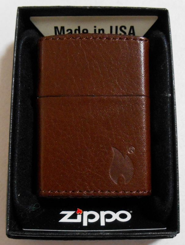 画像1: ★革巻き！お洒落な・・ ブラウンレザー！炎のマーク ２０１４年 ＺＩＰＰＯ！ 新品