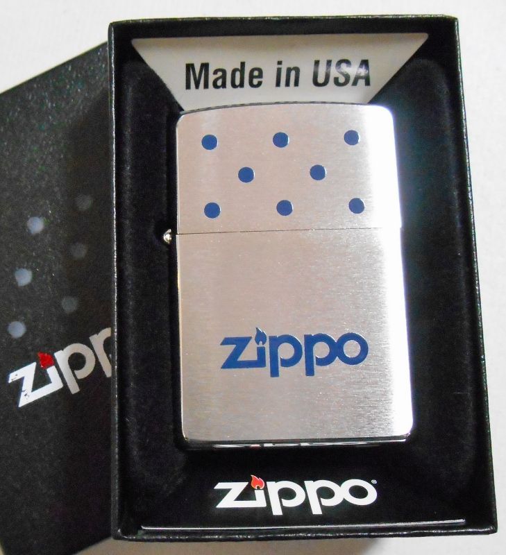 画像: ８ DOTデザイン！ブルー ８穴チムニー柄 ２００２年 ＃２００ ZIPPO！新品