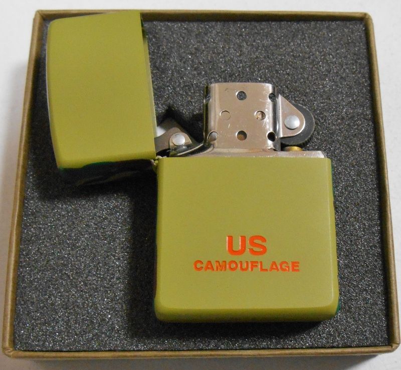 画像: ★ミリタリー！US CAMOUFLAGE カモ３面 ウッドランド全面グリーン ２００１年１月 ZIPPO！新品