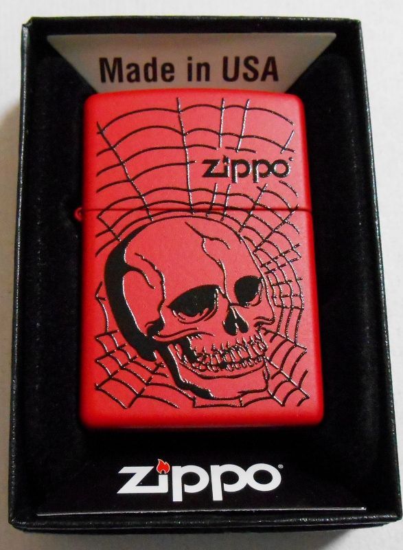 画像1: ★SKULL & SPIDER NEST！スカル＆蜘蛛の巣 RED  ２０１５年 USA ZIPPO！新品