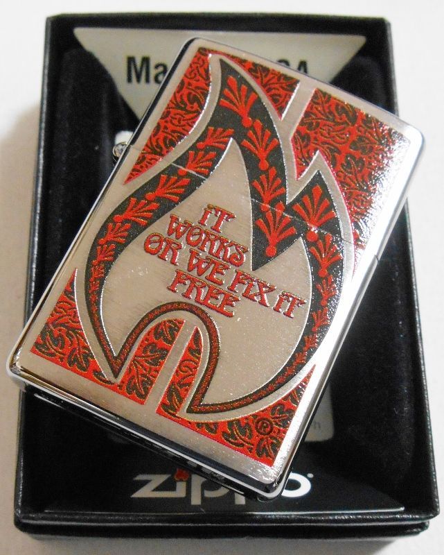 画像: IT WORKS OR WE FIX FREE 炎のデザイン ２０１５年 ＃２００ ZIPPO！新品