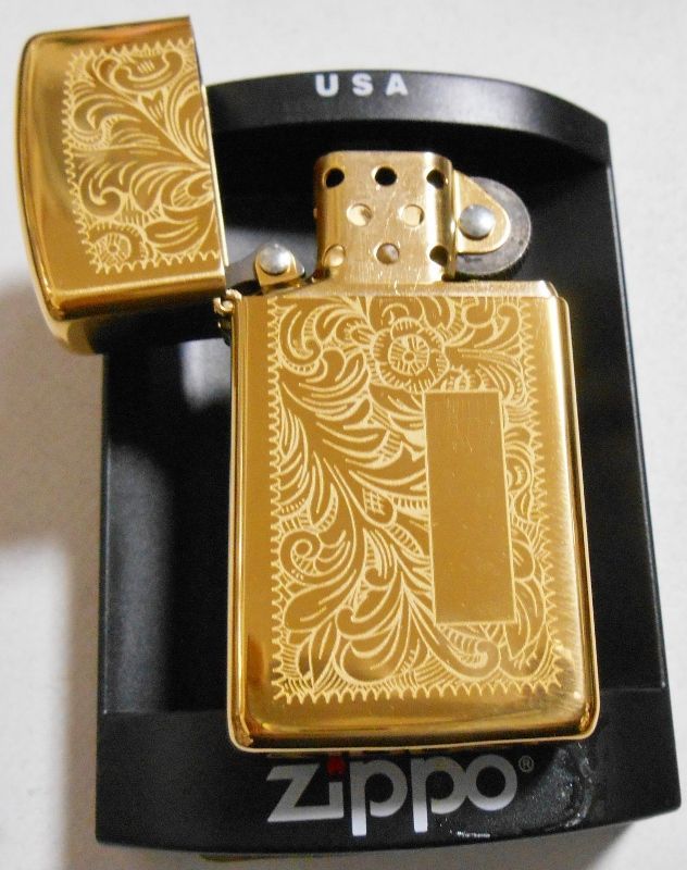 画像: ☆スリム！伝統の・・ベネチアン 両面柄！Solid Brass ２００６年 SLIM ZIPPO！新品