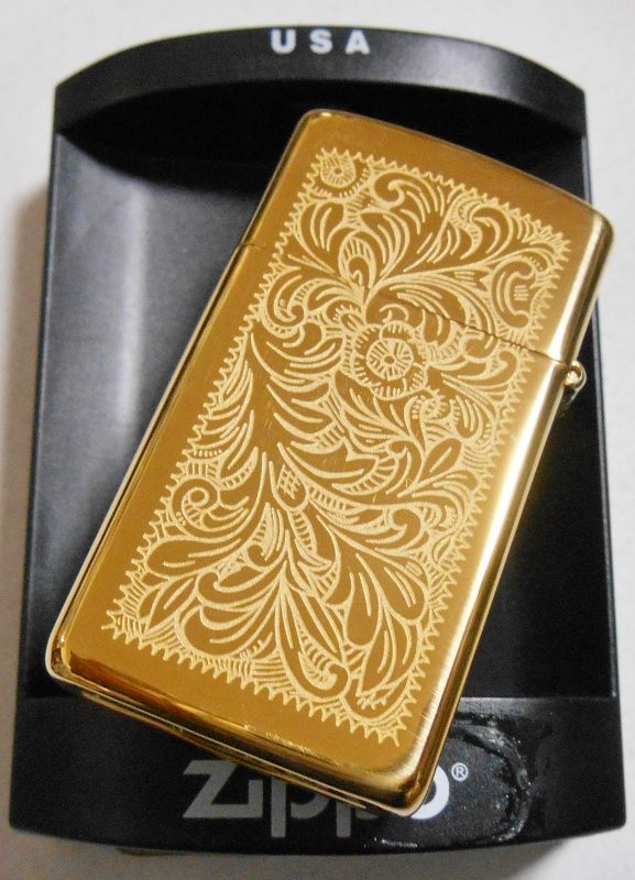 画像: ☆スリム！伝統の・・ベネチアン 両面柄！Solid Brass ２００６年 SLIM ZIPPO！新品