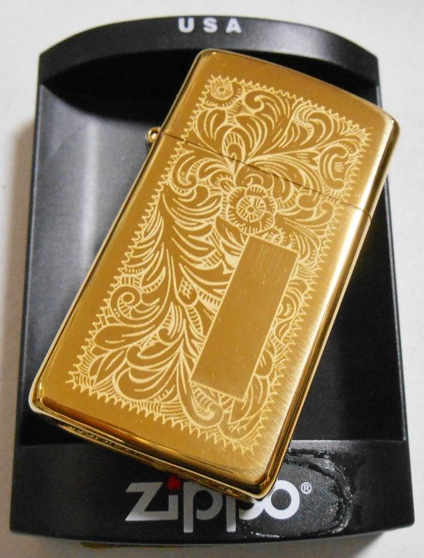 画像: ☆スリム！伝統の・・ベネチアン 両面柄！Solid Brass ２００６年 SLIM ZIPPO！新品