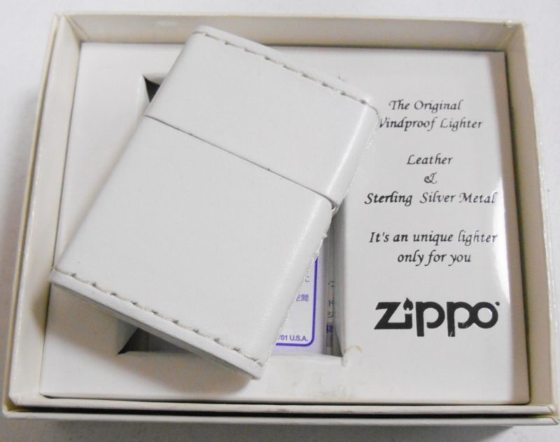 画像: ★ホワイトレザー 革巻き！お洒落な・・★スターリング・メタル ２００４年 ＺＩＰＰＯ！ 新品