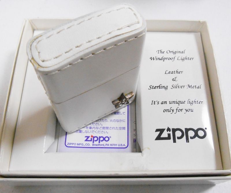 画像: ★ホワイトレザー 革巻き！お洒落な・・★スターリング・メタル ２００４年 ＺＩＰＰＯ！ 新品