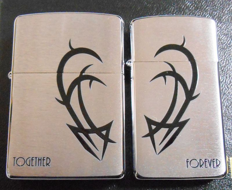 画像1: ２個セット！ラブラブ ペア・ジッポー！ハートデザイン USA ZIPPO！新品