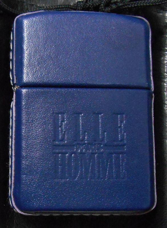 画像1: ☆ELLE！人気ブランド ELLE HOMME 全六面革巻き ブルーレザー！１９９６年 ZIPPO！未使用品