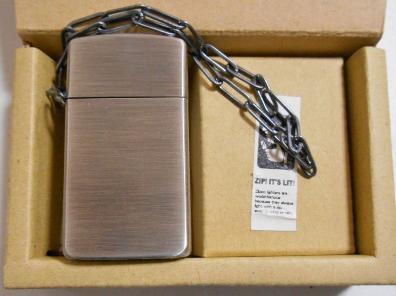 画像: ☆スリム CHAIN SLIM！二ッケル古美 ２００３年１月 三角カン＆チェーン付 ZIPPO！新品