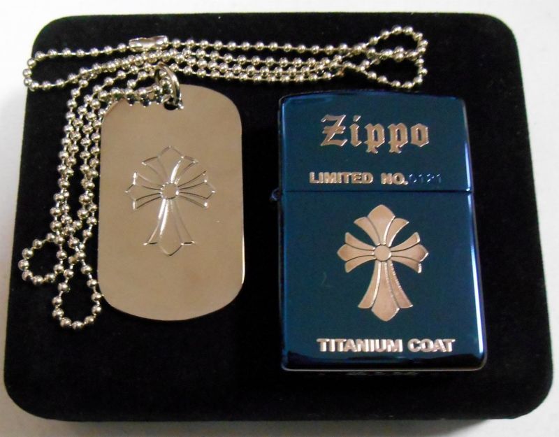 画像: ★人気のクロス！ブルーチタン 限定 ネックレス付 ２００１年 ZIPPO！新品S