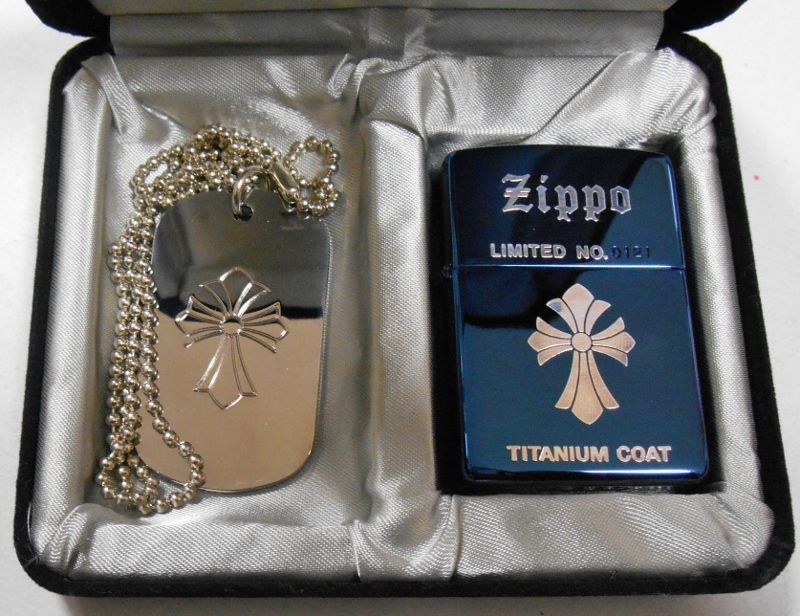 画像: ★人気のクロス！ブルーチタン 限定 ネックレス付 ２００１年 ZIPPO！新品S