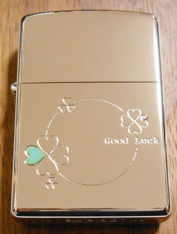 画像1: ☆ お洒落な・・Good Luck クローバー！木箱入り ２００５年 限定ZIPPO！新品