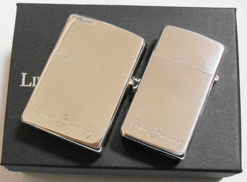 画像: ２個セット！ラブラブ ペア・ジッポー！バタフライ＆フラワー ZIPPO！新品