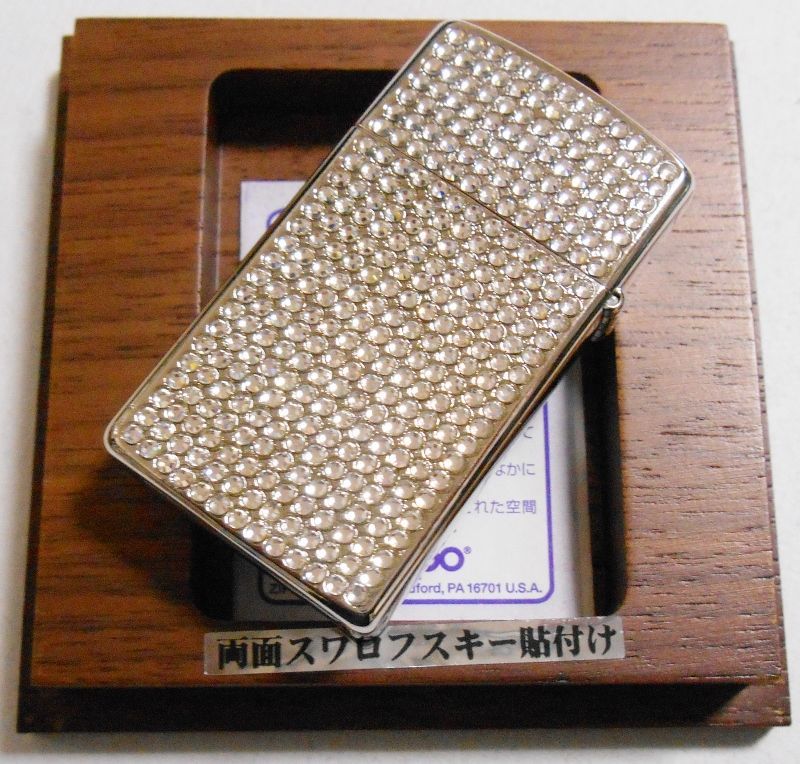 画像: ☆☆超豪華スリム！両面スワロフスキー・クリスタル ６５０個！ブリリアンス ２００２年 SLIM ZIPPO！新品