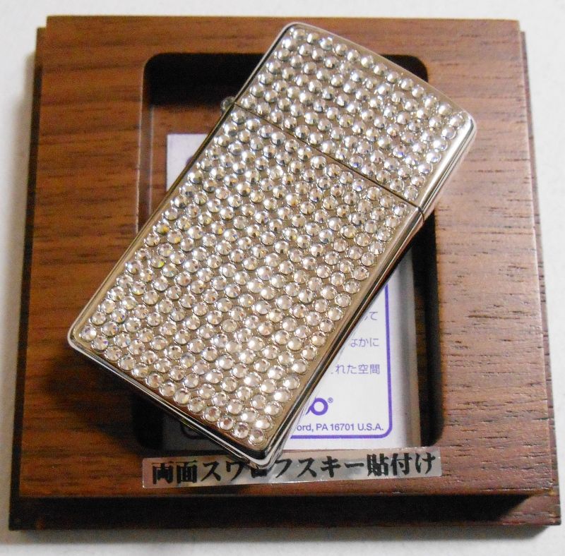 画像: ☆☆超豪華スリム！両面スワロフスキー・クリスタル ６５０個！ブリリアンス ２００２年 SLIM ZIPPO！新品