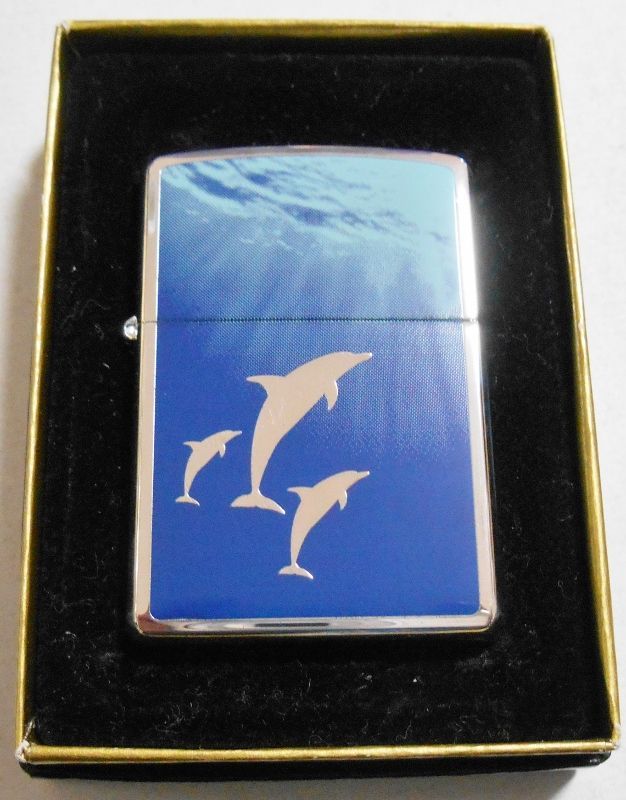 zippo 2004年 アーマー ドルフィン イルカ 海 ブルー 加工 | geslegal