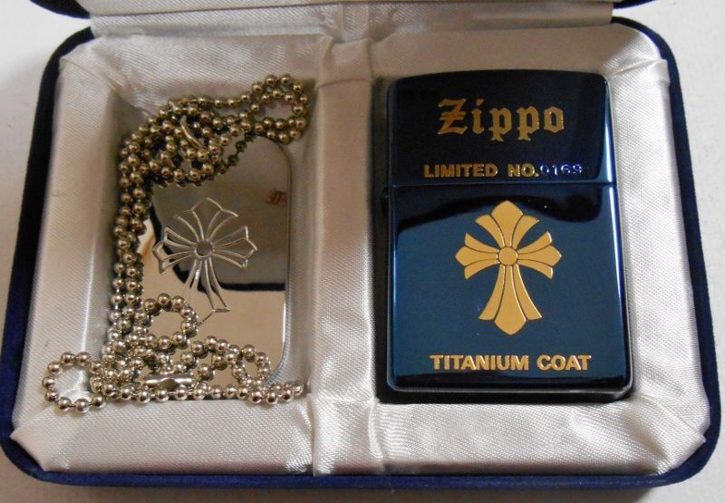 画像: ★人気のクロス！ブルーチタン 限定 ネックレス付 ２００１年 ZIPPO！新品G