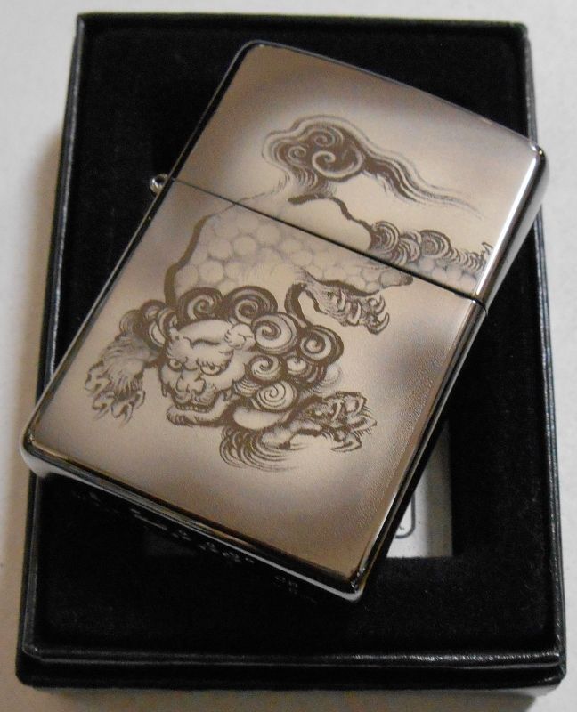 画像: ☆荒獅子！渋い・・和柄！レーザー彫刻 ２００８年 BLACK ZIPPO！新品