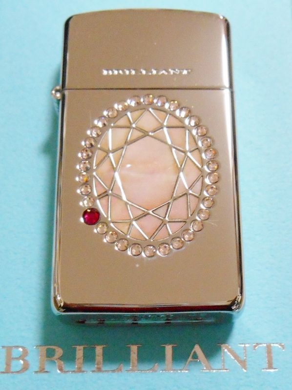 画像1: ☆豪華スリム！天然貝象嵌 PINK SHELL INLAY ブリリアント  ２００５年 ZIPPO！新品