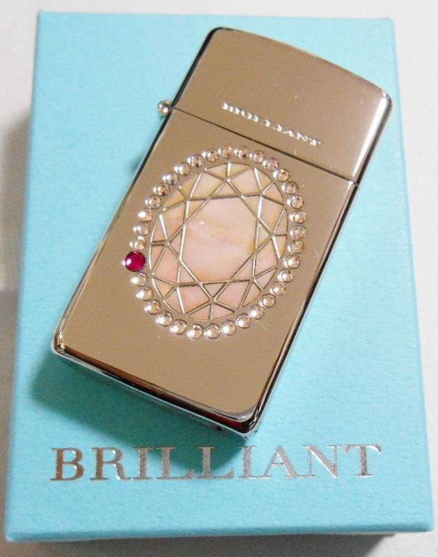 画像: ☆豪華スリム！天然貝象嵌 PINK SHELL INLAY ブリリアント  ２００５年 ZIPPO！新品