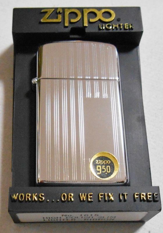 画像1: ☆１９８５年 スリム  VINTAGE エンジンターン両面彫刻 SLIM ZIPPO！新品