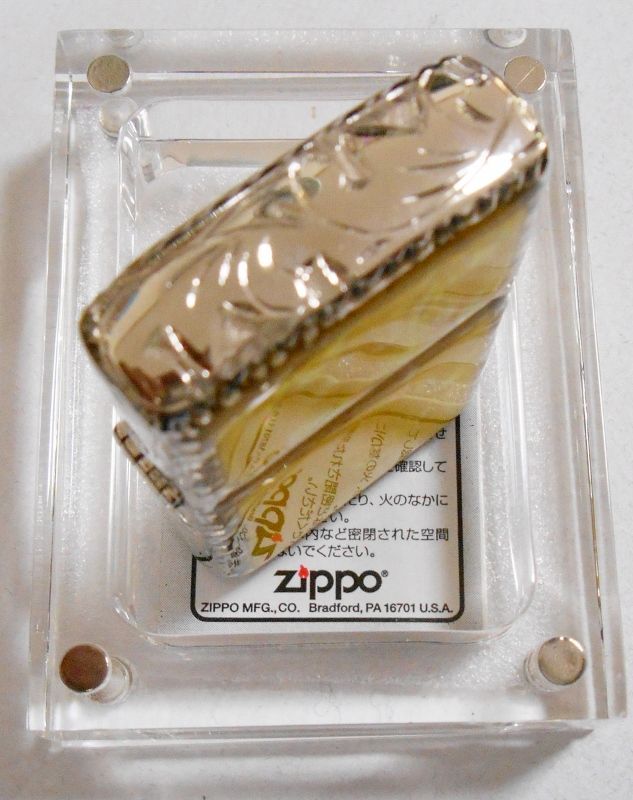 画像: ☆豪華！天然貝 両面SHELL ★三面手彫り 五面デザイン！イエロー系 ２００６年 ZIPPO！新品A