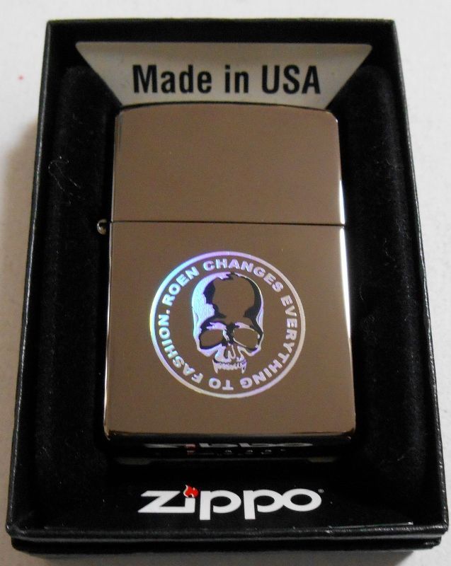 Zippo ジッポー Roen ロエン ドットスカル メタリックブラック