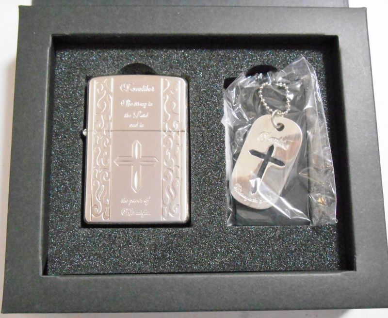 画像: ☆人気のクロス！シルバーサテン 限定 ネックレス付 ２００４年９月 ZIPPO！新品