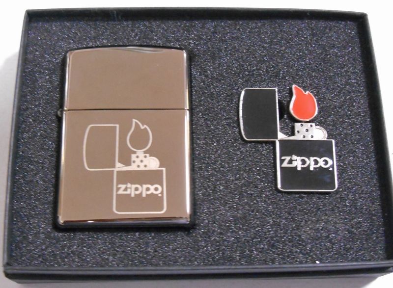 画像: ☆２０歳の記念に・・２００５年８月 ZIPPO社ピンバッチ付き！ジッポーデザイン ブラックアイス  ZIPPO！新品