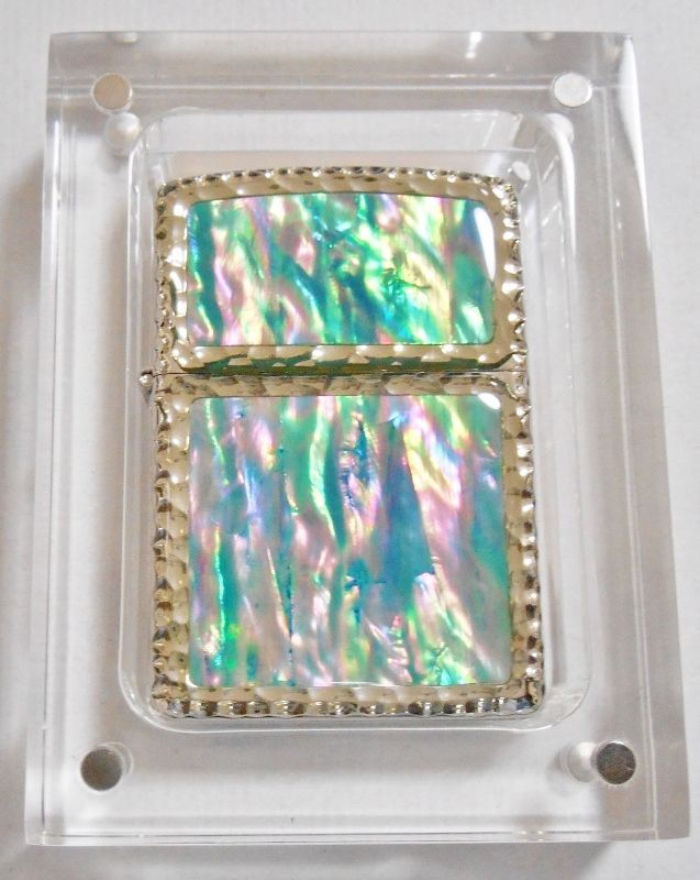 画像1: ☆豪華！天然貝 両面SHELL ★三面手彫り 五面デザイン！グリーン系  ２００６年 ZIPPO！新品B