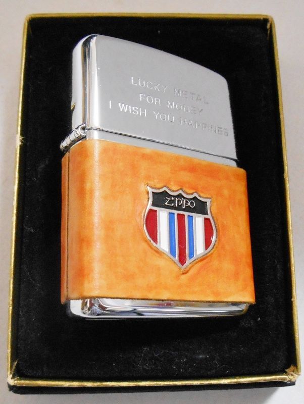 画像: ☆ラッキーメタル！ブラウンレザー革巻き １９９５年１１月製 ZIPPO！未使用品A