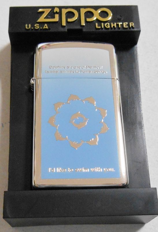 画像1: ☆イルカ！スリム ＤＯＬＰＨＩＮ ２００２年 ブルー系 銀加工 SLIM ＺＩＰＰＯ！新品