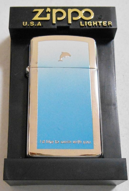 画像: ☆イルカ！スリム ＤＯＬＰＨＩＮ ２０００年 ブルー系 銀加工 SLIM ＺＩＰＰＯ！新品