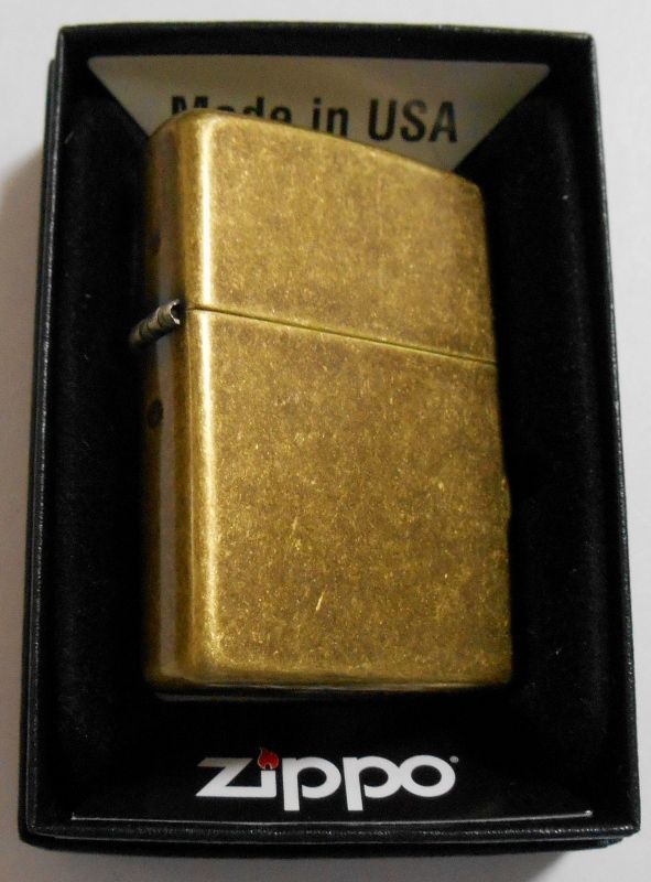 画像: ☆渋い色合いの・・アンティ―ク・ブラス！２０２１年３月 USA Antique Brass  フラットボトム  Zippo！新品