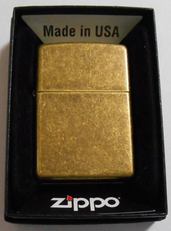 画像1: ☆渋い色合いの・・アンティ―ク・ブラス！２０２１年３月 USA Antique Brass  フラットボトム  Zippo！新品