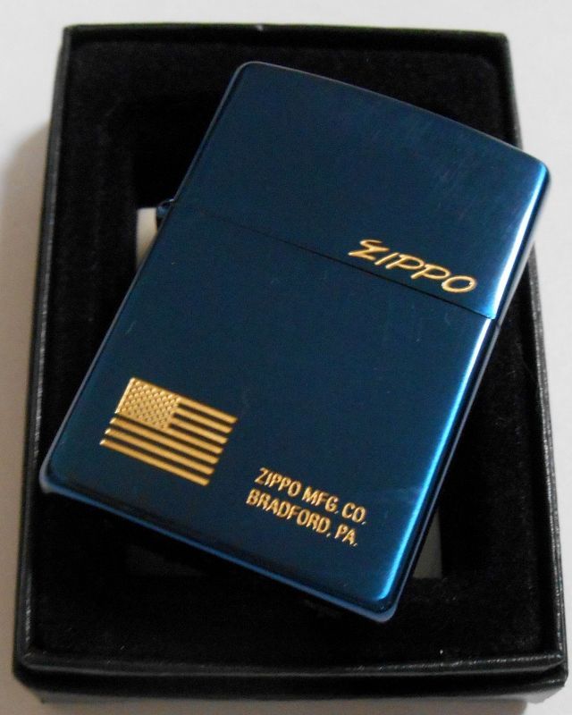 画像: ☆１９９７年３月 ブルーチタン・サテン アメリカ国旗 星条旗 ZIPPO！新品