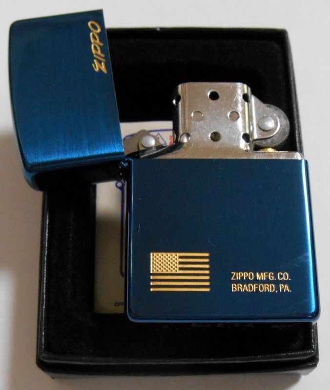 画像: ☆１９９７年３月 ブルーチタン・サテン アメリカ国旗 星条旗 ZIPPO！新品