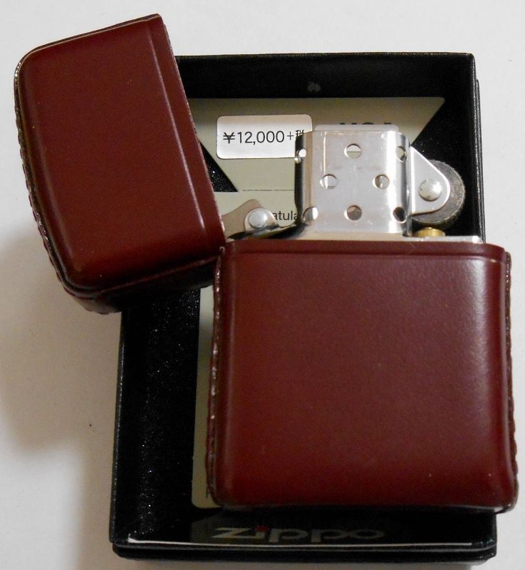 画像: ☆松阪牛！高級和牛 本革巻き ワインレッド・レザー 素材証明書付 ＺＩＰＰＯ！新品