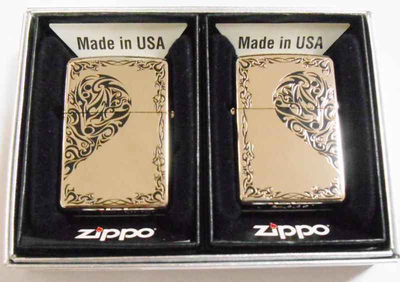 画像: ２個セット！ラブラブ ペア・ジッポー！銀加工 両面 HEART レギュラー ZIPPO！新品