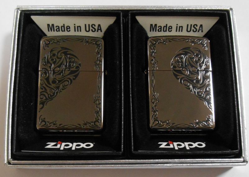 画像: ２個セット！ラブラブ ペア・ジッポー！ブラック 両面 HEART レギュラー ZIPPO！新品