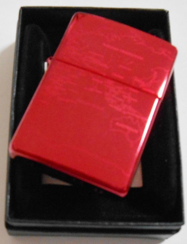 画像: ★色鮮やかな・・イオンレッド！世界地図 ５面加工 ２００２年 ZIPPO！新品