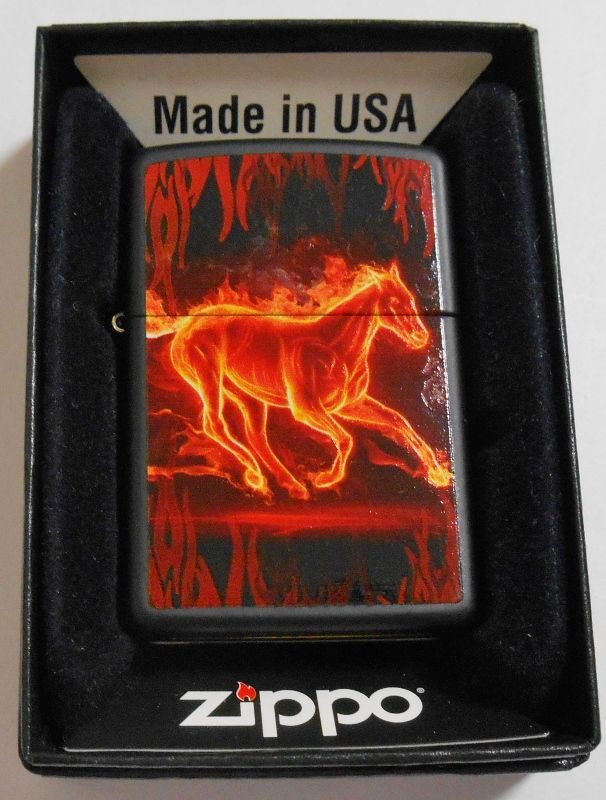 画像: ★馬 Horse！精悍な・・炎の駿馬！２０１２年 USA BLACK  ZIPPO！新品